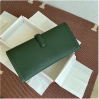 Buy Fashionable Hermes Original Espom Leather Clutch 37088 blackish green