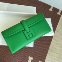 Pretty Style Hermes Original Espom Leather Clutch 37088 Bamboo green