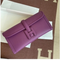 Promotional Hermes Original Espom Leather Clutch 37088 purple