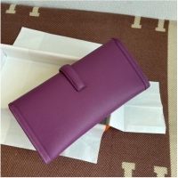 Promotional Hermes Original Espom Leather Clutch 37088 purple