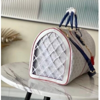 Sumptuous Louis Vuitton KEEPALL BANDOULIERE 55 M45586 white