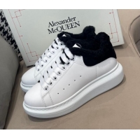 Low Cost Alexander Mcqueen Calfskin and Shearling Sneakers White/Black 111823