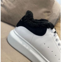 Low Cost Alexander Mcqueen Calfskin and Shearling Sneakers White/Black 111823