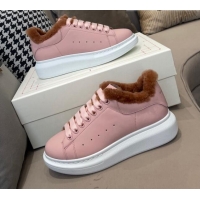 Good Quality Alexander Mcqueen Calfskin and Shearling Sneakers Pink/Brown 111825