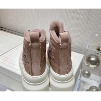 Best Design Alexander Mcqueen Crystal Suede and Wool Sneaker Boots Pink 111826