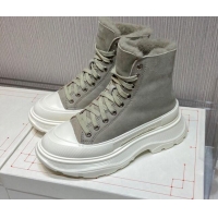 Good Product Alexander Mcqueen Suede and Wool Sneaker Boots Grey 111830