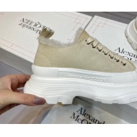 Best Luxury Alexander Mcqueen Suede and Wool Low-Top Sneaker Beige 111833