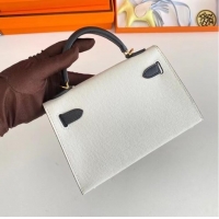 Unique Grade Hermes Kelly 19cm Shoulder Bags Epsom Leather KL19 Gold hardware white&black