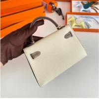 Buy Discount Hermes Kelly 19cm Shoulder Bags Epsom Leather KL19 Gold hardware Cream&gray