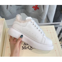 Popular Style Alexander Mcqueen White Calfskin and Shearling Sneakers White 112357