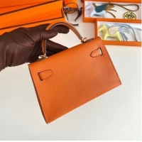 Market Sells Hermes Kelly 19cm Shoulder Bags Epsom Leather KL19 Gold hardware orange