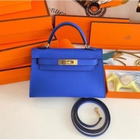 Low Cost Hermes Kelly 19cm Shoulder Bags Epsom Leather KL19 Gold hardware Electro optic blue