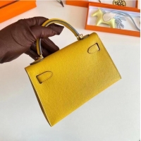 Stylish Hermes Kelly 19cm Shoulder Bags Epsom Leather KL19 Gold hardware yellow