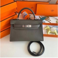 Market Sells Hermes Kelly 19cm Shoulder Bags Epsom Leather KL19 Silver hardware gray