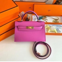 Super Quality Hermes Kelly 19cm Shoulder Bags Epsom Leather KL19 Gold hardware Lavender