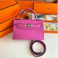 Shop Grade Hermes Kelly 19cm Shoulder Bags Epsom Leather KL19 Silver hardware Lavender