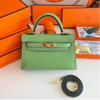 Good Price Hermes Kelly 19cm Shoulder Bags Epsom Leather KL19 Gold hardware Avocado Green