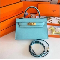 Well Crafted Hermes Kelly 19cm Shoulder Bags Epsom Leather KL19 Gold hardware sky blue