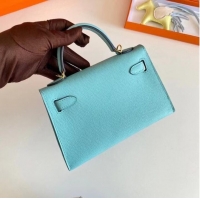 Well Crafted Hermes Kelly 19cm Shoulder Bags Epsom Leather KL19 Gold hardware sky blue