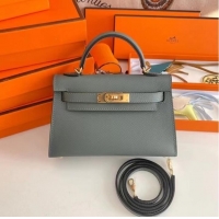 Cheapest Hermes Kelly 19cm Shoulder Bags Epsom Leather KL19 Gold hardware Almond green