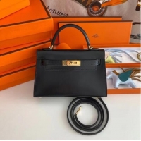 Cheapest Hermes Kelly 19cm Shoulder Bags box Leather KL19 Gold hardware black