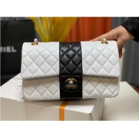 Good Looking Chanel CLASSIC HANDBAG Lambskin & Gold Metal A01112 White & Black