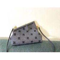 Big Enough FENDI FIRST SMALL flannel bag with embroidery 8BP129A GRAY