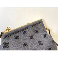 Big Enough FENDI FIRST SMALL flannel bag with embroidery 8BP129A GRAY