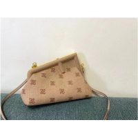 Buy Good FENDI FIRST SMALL flannel bag with embroidery 8BP129A Beige