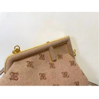 Buy Good FENDI FIRST SMALL flannel bag with embroidery 8BP129A Beige