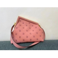 Top Quality FENDI FIRST MEDIUM flannel bag with embroidery 8BP127A PINK