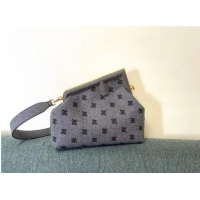 Buy Fashionable FENDI FIRST MEDIUM flannel bag with embroidery 8BP127A gray