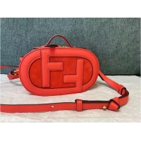 Super Quality FENDI MINI CAMERA CASE leather and suede mini-bag 8BS058AH red