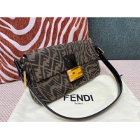 Famous Brand FENDI BAGUETTE fabric bag FM0871 Brown