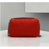 Famous Brand FENDI MIDI BAGUETTE CHAIN FF fabric bag 8BR793 Red