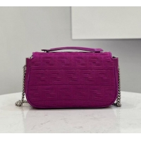 Buy Discount FENDI MIDI BAGUETTE CHAIN FF fabric bag 8BR793 Purple