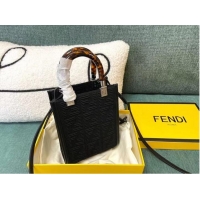 Reasonable Price FENDI MINI SUNSHINE SHOPPER FF fabric mini-bag 8BS051AG black