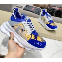 Top Quality Versace Print Sneakers 012689 Blue/Yellow