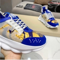 Top Quality Versace Print Sneakers 012689 Blue/Yellow