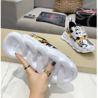 Most Popular Versace Print Sneakers 012691 White/Black/Yellow