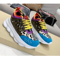 Luxurious Versace Animal Print Sneakers Blue 126107