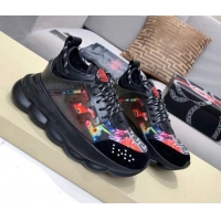 Top Design Versace Print Sneakers Black/Pink 126110