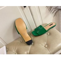 Good Quality Versace Logo Flat Slide Sandals 033085 Green