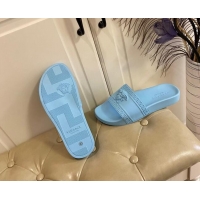 Good Quality Versace Flat Side Sandals Blue 071203