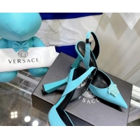 Top Grade Versace La Medusa Calfskin Slingback Pumps 9.5cm 081152 Blue