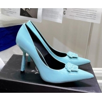 Unique Style Versace La Medusa Patent Leather Pumps 9.5cm 081153 Blue