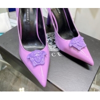 Low Price Versace La Medusa Patent Leather Pumps 9.5cm 081153 Purple