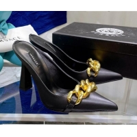 Affordable Price Versace Medusa Chain Calfskin Mules 9.5cm 081159 Black