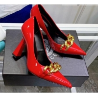 Discount Versace Medusa Chain Calfskin Mules 9.5cm 081159 Red