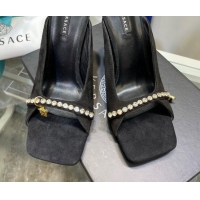 Reasonable Price Versace Le Medusa Charm Suede Mules Sandals 081167 Black